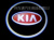 Лазерная подсветка Welcome со светящимся логотипом Kia в черном металлическом корпусе, комплект 2 шт.